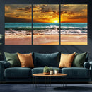 Golden Sunset Beach Canvas Wall Art – Triptych Seascape by MyGreatCanvas | Canvas Wall Art Prints | Photo Prints & Wall Decor