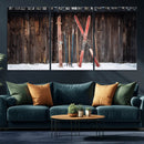 Vintage Ski Gear Canvas Print, Vintage Ski Gear Against