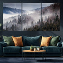 Beautiful Rising Fog in Winter Mountain Landscape- Framed