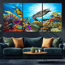 Aquatic Life Sea Turtles Fish Wall Art Canvas Print