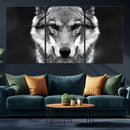Black and White Wild Wolf Wall Art Canvas Print