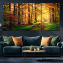 Sunlight Through Trees Wall Art Canvas Print - Autumn Forest