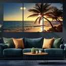 Sunset Palm Trees Wall Art Canvas Print