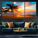 Palm Tree Sunset On The Beach Wall Art Canvas, Framed Palm by MyGreatCanvas | Canvas Wall Art Prints | Photo Prints & Wall Decor