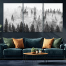 Forest Wall Art Print | Foggy Pine Forest Canvas Wall Art -