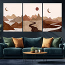 Boho Wall Art Canvas Print Set Mid-Century Prints Bohemian