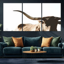Texas Longhorn Wall Art Canvas Print | 3-Panel Large