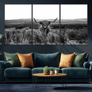 Black and White Highland Cow Canvas Wall Art, Longhorn by MyGreatCanvas | Canvas Wall Art Prints | Photo Prints & Wall Decor