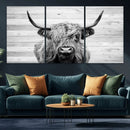 Scottish Highland Cow Cattle Art Print on Wood Background by MyGreatCanvas | Canvas Wall Art Prints | Photo Prints & Wall Decor