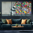 Banksy Colorful Street Graffiti Canvas Wall Art Print, by MyGreatCanvas | Canvas Wall Art Prints | Photo Prints & Wall Decor
