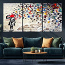 Banksy Art Butterfly Girl Explosion Canvas Art – Vibrant