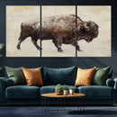 Buffalo Wall Art, Western Bison Canvas Print, Rustic Buffalo