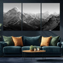 Everest Himalaya Mountain Peaks Black & White Triptych