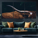 Texas Longhorn Bull Wall Art Canvas Print - Large Framed