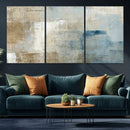 Abstract Blue and Beige Wall Art, Modern Minimalist Canvas