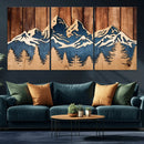 Rustic Wood Style Mountain Wall Art, Nature Forest Canvas