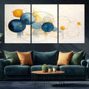 Geometric Blue Orange Abstract Wall Art Canvas, Geometric