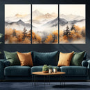 Abstract Mountain Wall Art | Misty Mountain Forest and