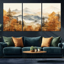 Golden Autumn Forest Wall Art Canvas | Mountain Landscape
