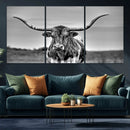 Texas Longhorn Cow Wall Art, Texas Longhorn Canvas, Cattle