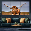 Texas Longhorn Wall Art Print, Framed Longhorn Cow Wall Art