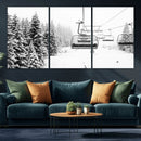 Ski Wall Art - Ski Lift Wall Art Canvas Print Snow Covered by MyGreatCanvas | Canvas Wall Art Prints | Photo Prints & Wall Decor