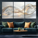 Abstract art Grey and Gold Lines Wall Art