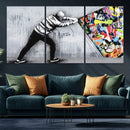 Banksy Art Behind the Curtain Street Wall Art Canvas Print |