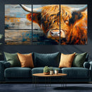 Highland Cow Abstract Canvas Wall Art – Bold Farmhouse