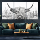 Rustic Charm | Cow Longhorn Black White Bighorn Wall Art