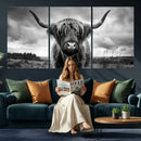Scottish Cow Wall Art Canvas Print | Longhorn Wall Art |