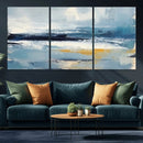 Abstract Ocean Canvas Wall Art - Coastal Blue and Gold