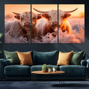 Highland Cows at Sunrise Wall Art Canvas Set – Serene and by MyGreatCanvas | Canvas Wall Art Prints | Photo Prints & Wall Decor
