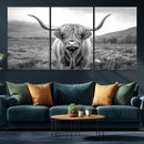 Black White Scottish Highland Cow Canvas Farm Wall Art by MyGreatCanvas | Canvas Wall Art Prints | Photo Prints & Wall Decor