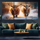 Scottish Highland Cow Horn Farm Wall Art Canvas Print