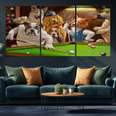 Dogs Playing Pool Canvas Wall Art Funny Gifts Dog Print