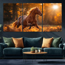 Running Horse Sunset Forest Wall Art Canvas Print