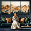 Rustic Wood Mountain Wall Art Print | Triptych Giclee Print
