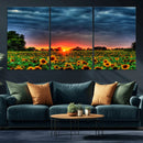 Golden Sunflower Field at Sunset – Breathtaking Sky and