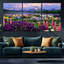 Vibrant Wildflower Garden and Mountain View Giclee Canvas