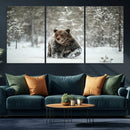 Grizzly Bear Wall Art – Framed Snowy Forest Canvas Artwork, by MyGreatCanvas | Canvas Wall Art Prints | Photo Prints & Wall Decor