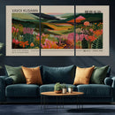 Yayoi Kusama Landscape Canvas Print, Vibrant Floral Mountain