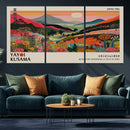 Yayoi Kusama Landscape Canvas Print, Vibrant Floral Mountain