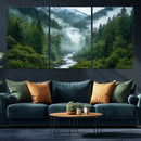 Mountain Forest River Canvas Wall Art Print - Serene Nature