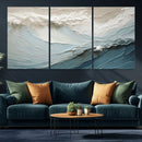 Waves Abstract Wall Art Print, Modern Framed Abstract Canvas
