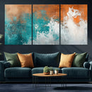 Vintage Abstract Print - Bold Teal and Orange Canvas Wall