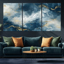 Large Abstract Print - Luxe Blue and Gold Abstract Canvas