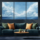 Abstract Ocean Print Artwork- Serene Blue Ocean Canvas Wall