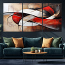 Abstract Wall Art - Modern Red and White Canvas Wall Art