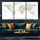 Animal World Map for Kids Room Decor